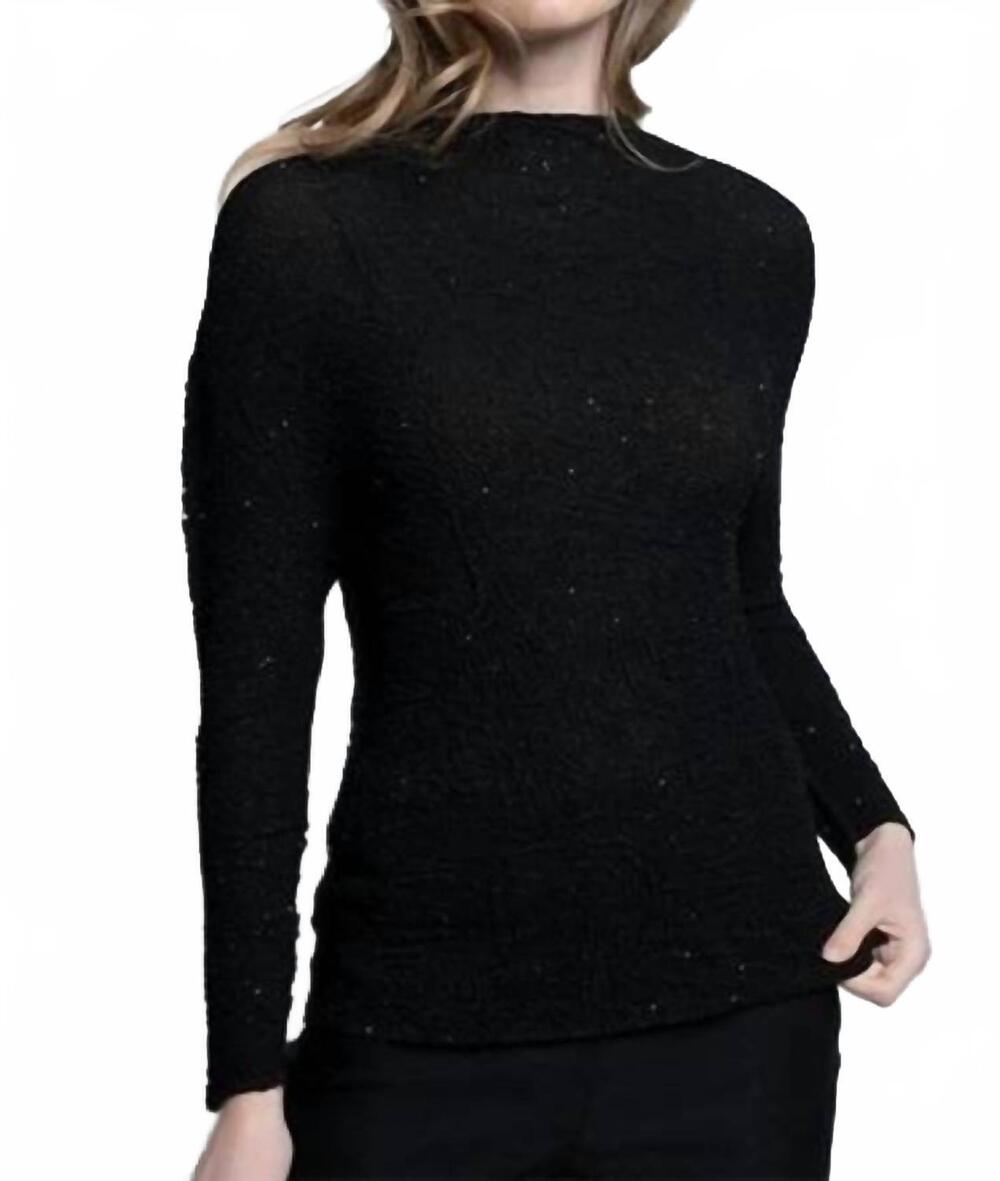 NEW PICADILLY women's crinkle glitter top in black
